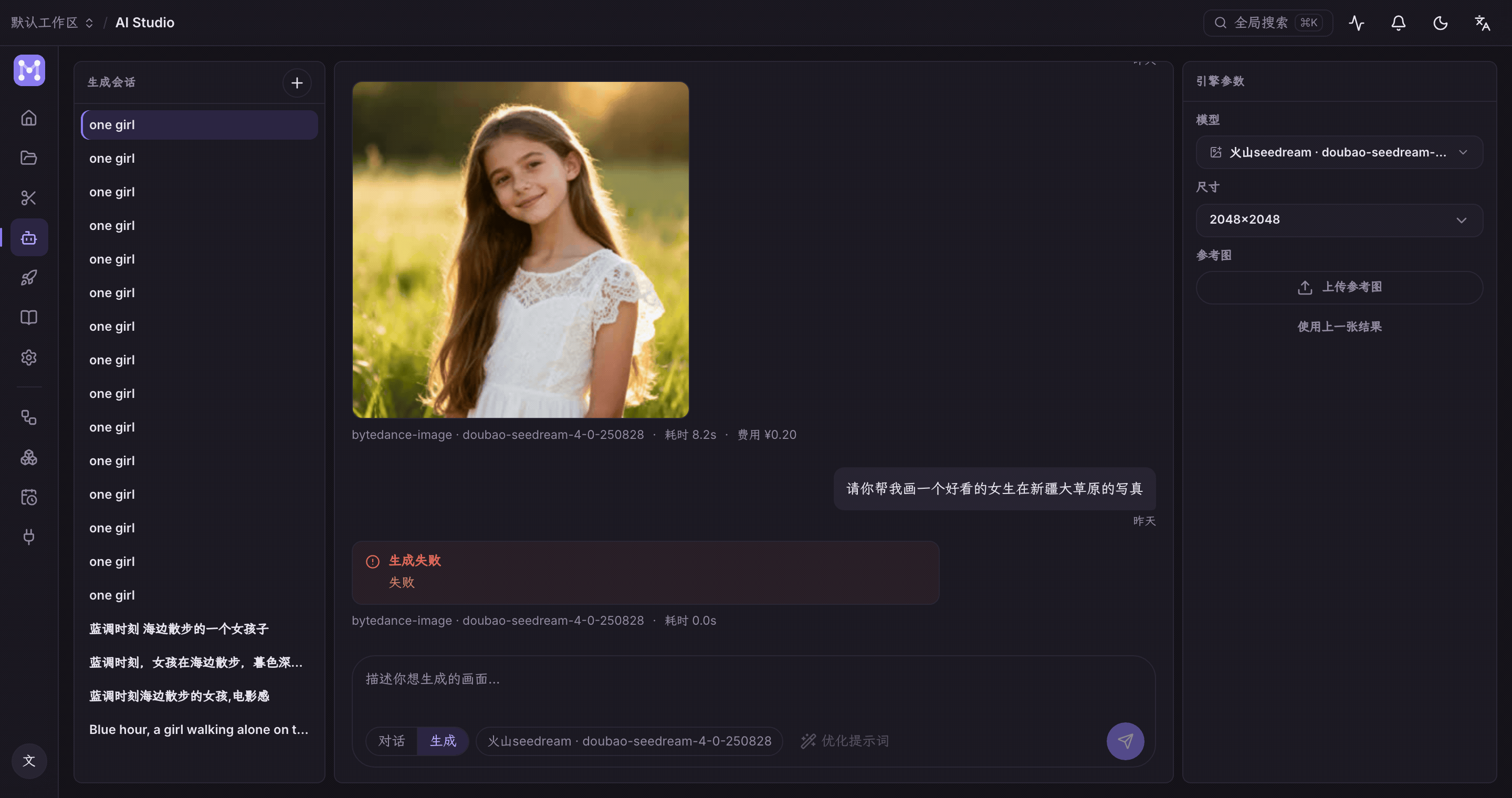 Demo: switch to generate mode and type a prompt